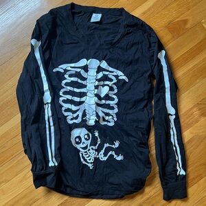 Black Skeleton Long Sleeve Halloween Pregnancy